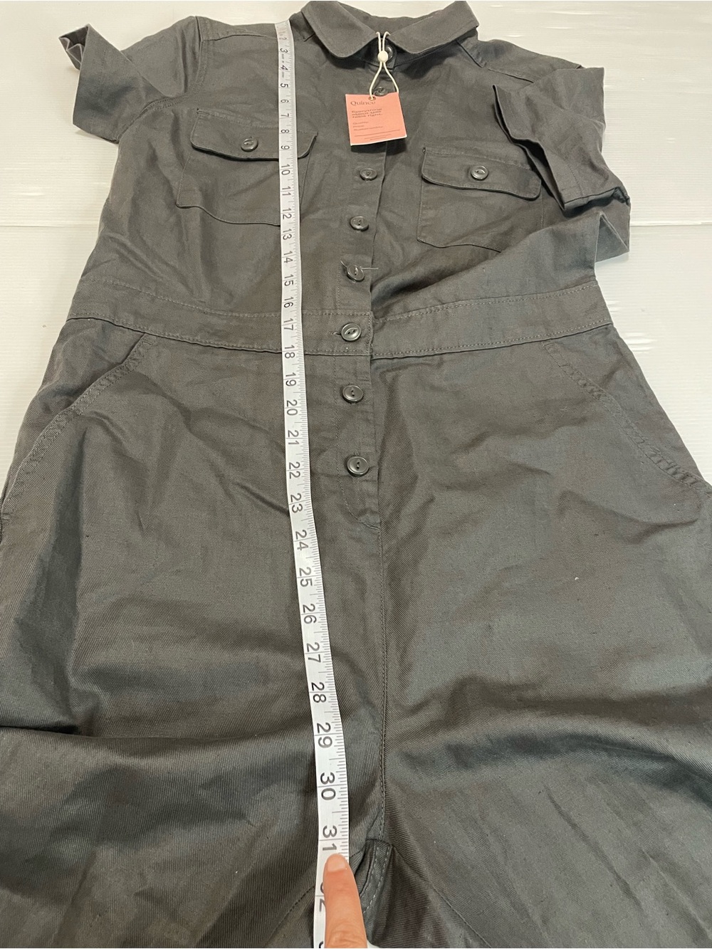 QUINCE Cotton Linen Twill Short Sleeve Coverall Jumpsuit S Charcoal Grey - Picture 9 of 15